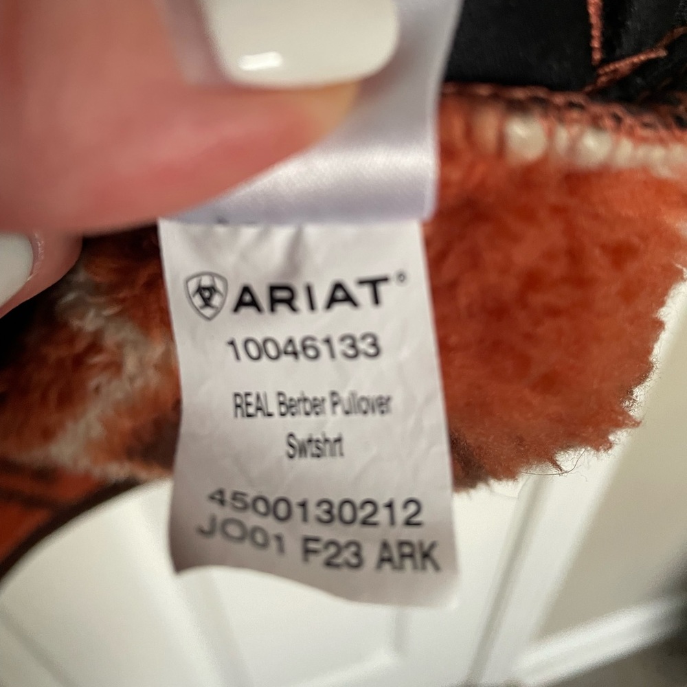 Ariat REAL Berber Women’s  Sz L Orange Aztec Geometric Sherpa Southwestern - Picture 5 of 7